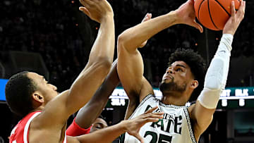 Feb 25, 2024; East Lansing, Michigan, USA;  Michigan State Spartans forward Malik Hall (25) shoots