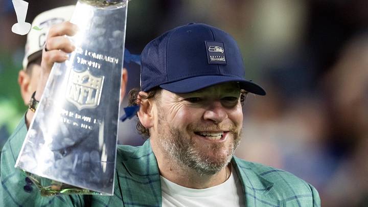 Seattle Seahawks general manager John Schneider celebrates
