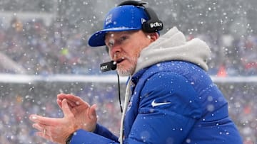 Dec 7, 2025; Orchard Park, New York, USA; Buffalo Bills head coach Sean McDermott reacts in the second quarter against the Cincinnati Bengals at Highmark Stadium. Mandatory Credit: Gregory Fisher-Imagn Images