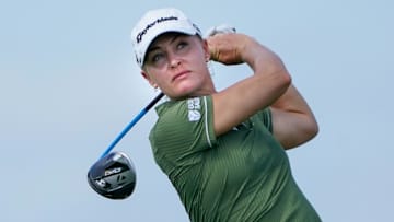 Charley Hull, pictured at last month's KPMG Women's PGA Championship, withdrew from the Amundi Evian Championship on Thursday due to illness.
