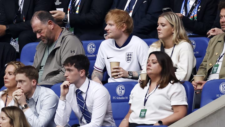Sheeran watched England beat Slovakia from the stands