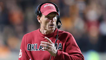 Nov 1, 2025; Knoxville, Tennessee, USA; Oklahoma Sooners head coach Brent Venables during the second quarter against the Tennessee Volunteers at Neyland Stadium. Mandatory Credit: Randy Sartin-Imagn Images