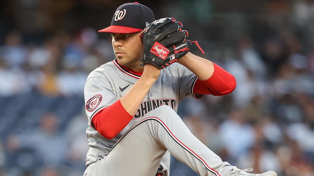 Washington Nationals starting pitcher MacKenzie Gore (1) pitches.