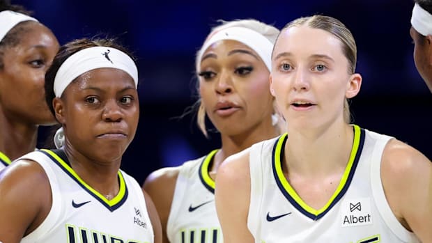 Dallas Wings guard Paige Bueckers and Dallas Wings guard Arike Ogunbowale