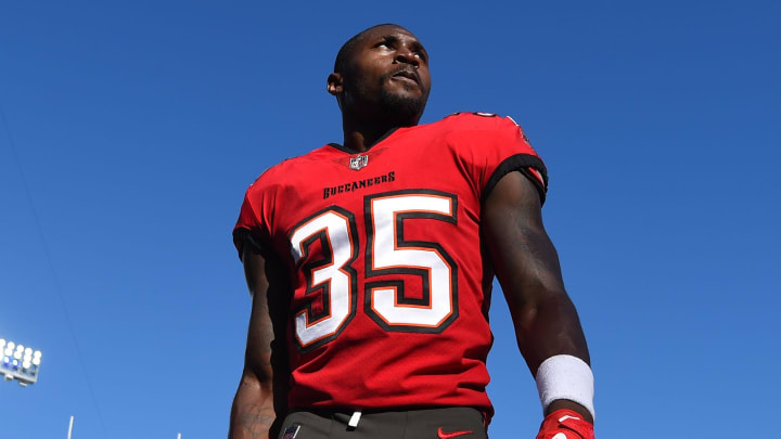 Oct 23, 2022; Charlotte, North Carolina, USA; Tampa Bay Buccaneers cornerback Jamel Dean (35) leaves the field after the game at Bank of America Stadium. Mandatory Credit: Bob Donnan-USA TODAY Sports