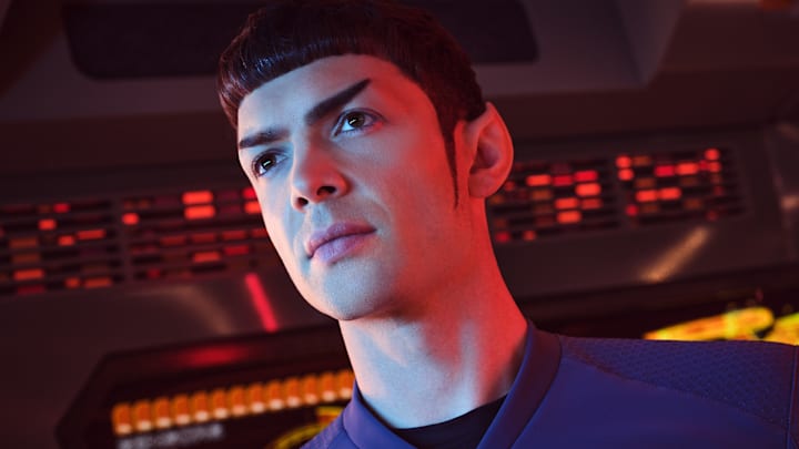 Pictured: Ethan Peck as Spock of the Paramount+ original series STAR TREK: STRANGE NEW WORLDS. Photo Cr: James Dimmock/Paramount+ ©2022 CBS Studios Inc. All Rights Reserved.