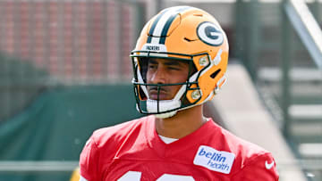 Jun 11, 2025; Green Bay, WI, USA;  Green Bay Packers quarterback Jordan Love (10) participates in the team's minicamp at Ray Nitschke Field. Mandatory Credit: Benny Sieu-Imagn Images