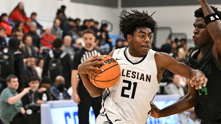 Salesian's Carlton Perrilliat (21) goes baseball en route to his 20 point night. The Pride, the defending NCS Open Division champions, are seeded No. 2 behind De La Salle. Salesian's Carlton Perrilliat (21) goes baseball en route to his 20 point night. The Pride, the defending NCS Open Division champions, are seeded No. 2 behind De La Salle.