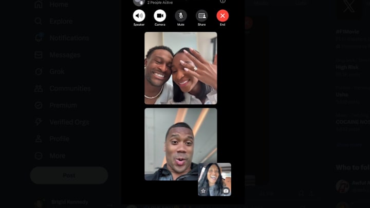 Ciara and Russell Wilson facetiming DK Metcalf and Normani.