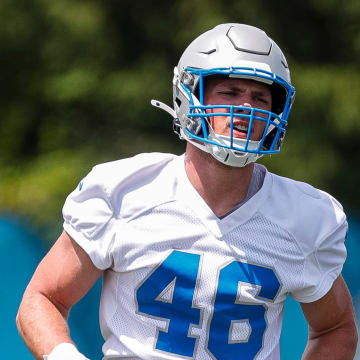 Detroit Lions linebacker Jack Campbell (46).