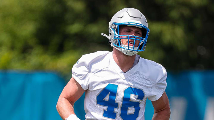 Detroit Lions linebacker Jack Campbell (46).