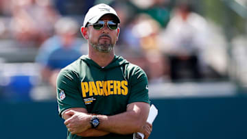 Green Bay Packers Head Coach Matt LaFleur watches practice during the sixth day of training camp on July 29, 2025, at Ray Nitschke Field in Ashwaubenon, Wis.