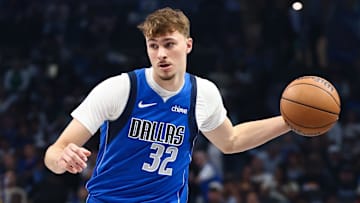 Oct 24, 2025; Dallas, Texas, USA;  Dallas Mavericks forward Cooper Flagg (32) 