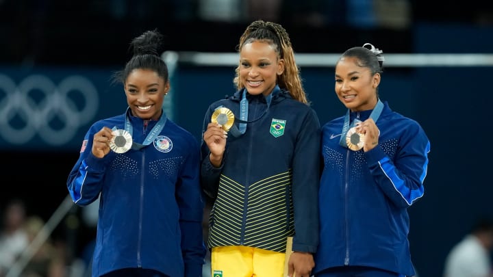 Simone Biles, Rebeca Andrade and Jordan Chiles