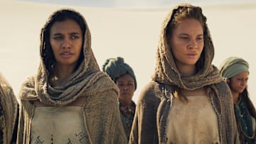 Madeleine Madden (Egwene al’Vere), Ayoola Smart (Aviendha) in The Wheel of Time season 3 finale. Image: Prime Video.