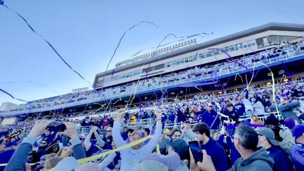 College Football Tour visits Bridgeforth Stadium in Harrisonburg, Virginia.  