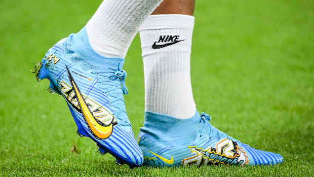 Kylian Mbappe wears Nike's Mercurial Superfly cleats.