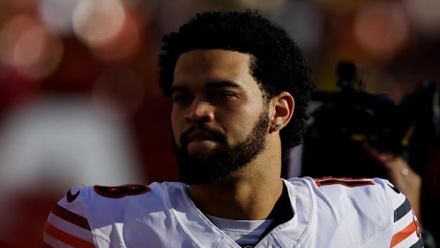 Chicago Bears quarterback Caleb Williams (18) walks off the field