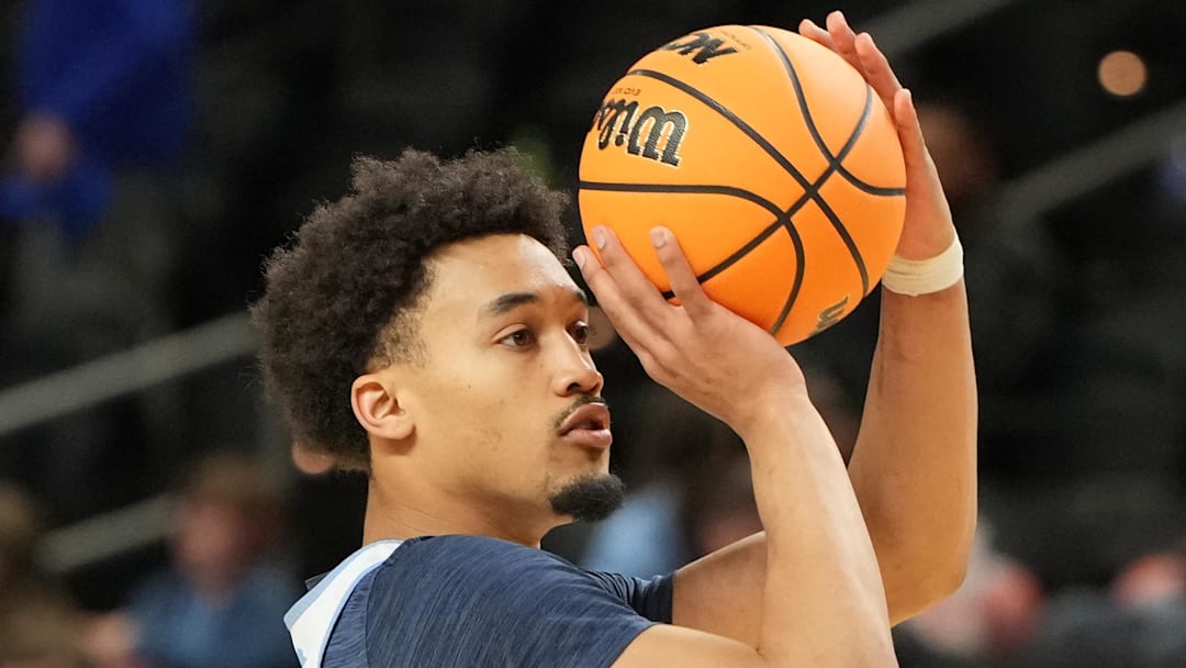Mar 18, 2026; Greenville, SC, USA; North Carolina Tar Heels guard Seth Trimble (7) during a practice session ahead of the first round of the men's 2026 NCAA Tournament at Bon Secours Wellness Arena. Mandatory Credit: Bob Donnan-Imagn Images