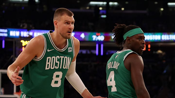 Boston Celtics stars Kristaps Porzingis and Jrue Holiday