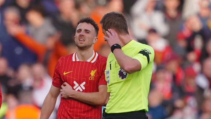 Liverpool's Diogo Jota suffered a rib injury against Chelsea. Liverpool's Diogo Jota suffered a rib injury against Chelsea.