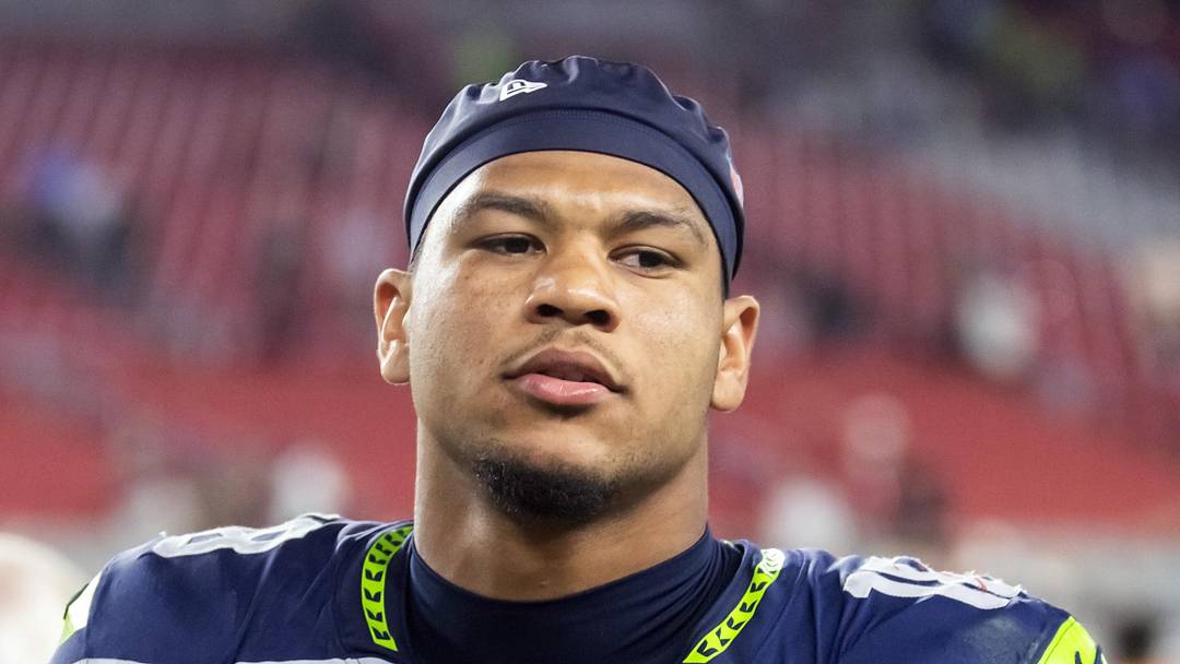 Seattle Seahawks tight end Elijah Arroyo takes the field