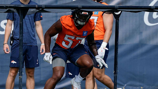 Denver Broncos linebacker Dre Greenlaw (57) during Denver Broncos Training Camp. 