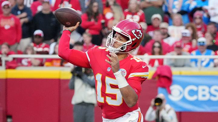 Kansas City Chiefs quarterback Patrick Mahomes (15) throws a pass during the third quarter against the Los Angeles Chargers.