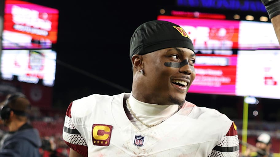 Washington Commanders wide receiver Terry McLaurin after winning a NFC wild card playoff. | Nathan Ray Seebeck-Imagn Images