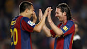 Deco (left) and Lionel Messi overlapped at Barcelona.