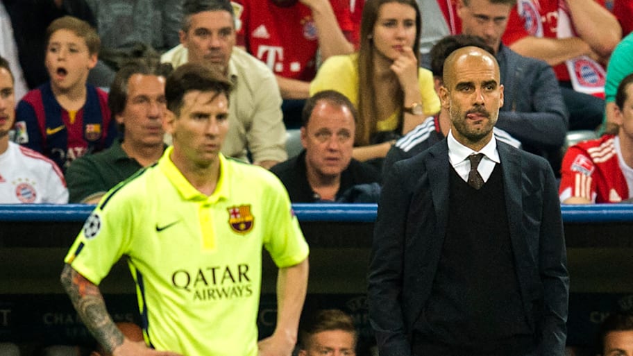 Pep Guardiola and Lionel Messi