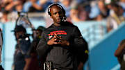 Nov 16, 2025; Nashville, Tennessee, USA;  Houston Texans head coach DeMeco Ryans watches against the Tennessee Titans during the second half at Nissan Stadium. Mandatory Credit: Steve Roberts-Imagn Images