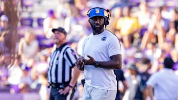 Sep 21, 2024; Baton Rouge, Louisiana, USA;  UCLA Bruins head coach DeShaun Foster looks on during the second half against the LSU Tigers at Tiger Stadium. Mandatory Credit: Stephen Lew-Imagn Images