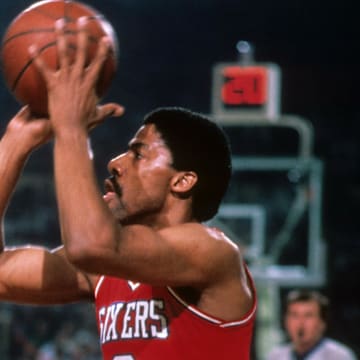 Unknown date; Boston, MA, USA; FILE PHOTO; Philadelphia 76ers forward Julius Erving (6) takes a jump shot against the Boston Celtics at the Boston Garden. Mandatory Credit: Dick Raphael-Imagn Images