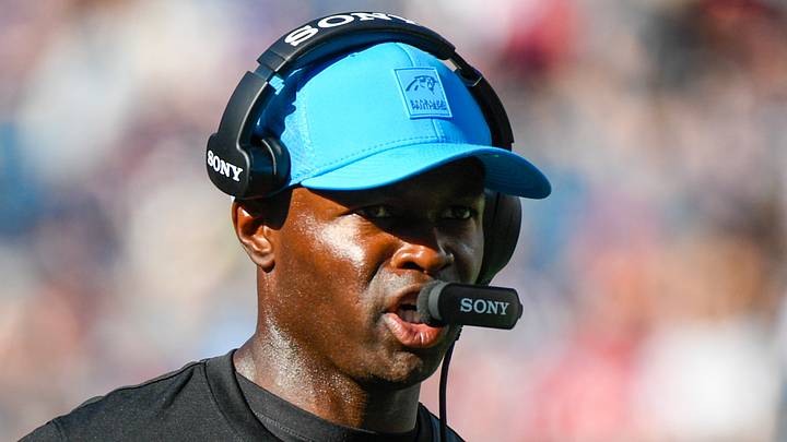 Carolina Panthers defensive coordinator Ejiro Evero