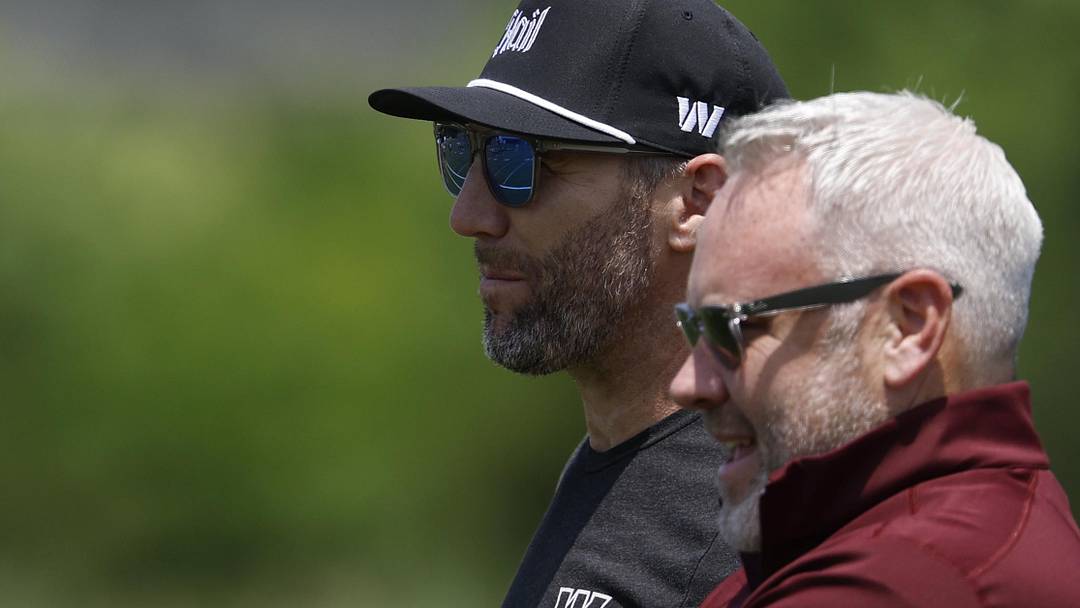 Washington Commanders general manager Adam Peters and assistant general manager Lance Newmark