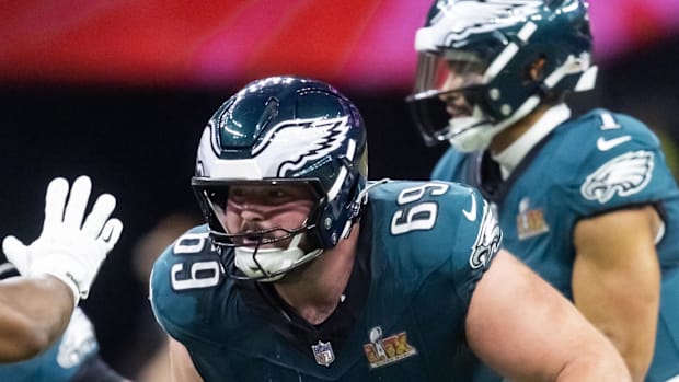 Former Alabama Crimson Tide guard Landon Dickerson of the Philadelphia Eagles.