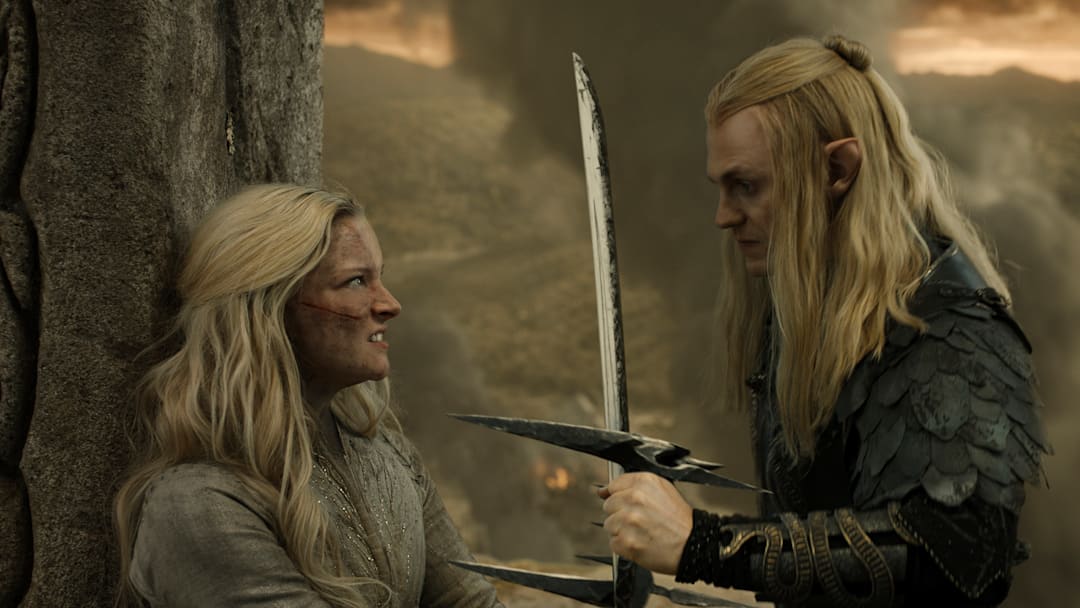 Morfydd Clark as Galadriel; Charlie Vickers as Sauron Morfydd Clark as Galadriel; Charlie Vickers as Sauron