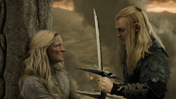 Morfydd Clark as Galadriel; Charlie Vickers as Sauron