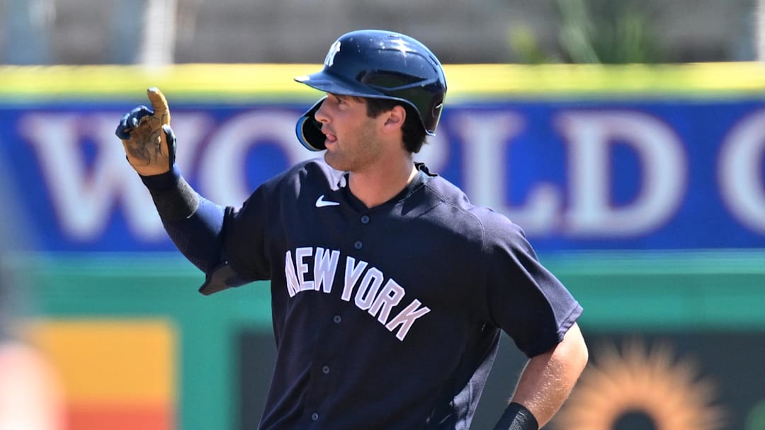Mar 10, 2026; Clearwater, Florida, USA; New York Yankees center fielder Spencer Jones (78) rounds the bases after hitting a solo home run in the second inning against the Philadelphia Phillies during spring training at BayCare Ballpark. Mandatory Credit: Jonathan Dyer-Imagn Images
