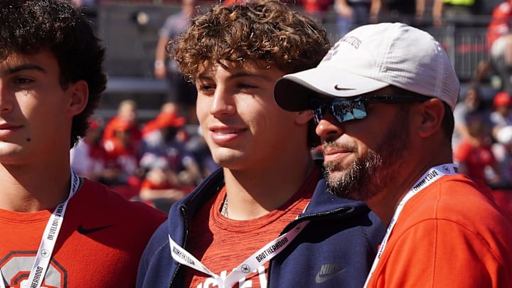 Oct 5, 2024; Columbus, OH, USA; Class of 2025 St. Ignatius safety Cody Haddad ahead of Ohio State's 35-7 win over the Iowa Hawkeyes after the NCAA football game at Ohio Stadium.