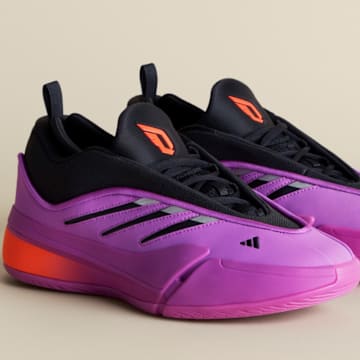 The adidas Dame 9 "Purple Burst" colorway.