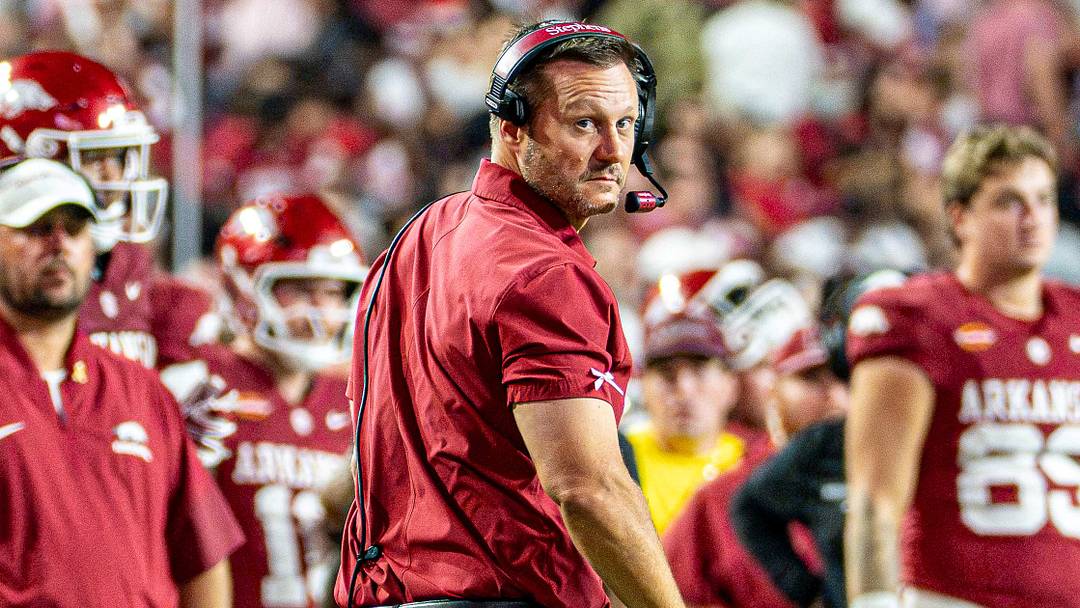 Arkansas Razorbacks coach Ryan Silverfield looks to the field during the second half against Tulsa. Arkansas Razorbacks coach Ryan Silverfield looks to the field during the second half against Tulsa.
