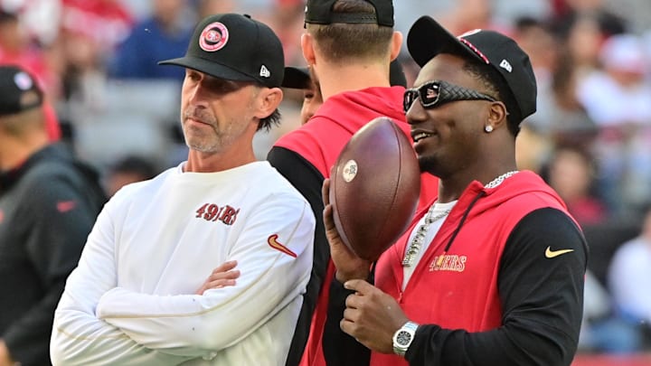 San Francisco 49ers head coach Kyle Shanahan and then-Niners wide receiver Deebo Samuel Sr. on Jan 5, 2025. San Francisco 49ers head coach Kyle Shanahan and then-Niners wide receiver Deebo Samuel Sr. on Jan 5, 2025.