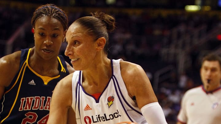 Oct 1, 2009; Phoenix, AZ, USA; Phoenix Mercury guard Diana Taurasi (3) against the Indiana Fever in the first quarter at US Airways Center. Mandatory Credit: Rick Scuteri-Imagn Images
