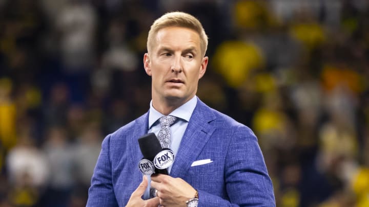 Dec 4, 2021; Indianapolis, IN, USA; Fox Sports analyst Joel Klatt during the Michigan Wolverines game against the Iowa Hawkeyes in the Big Ten Conference championship game at Lucas Oil Stadium. Mandatory Credit: Mark J. Rebilas-USA TODAY Sports