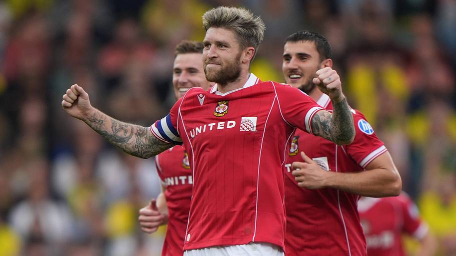 Josh Windass celebrates his second goal against Norwich City.
