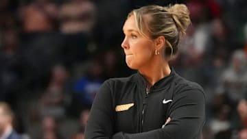 Tennessee head coach Kim Caldwell in the final minutes of the loss to Texas in the Sweet 16 of the NCAA college basketball tournament on Saturday, March 29, 2025, in Birmingham, AL.