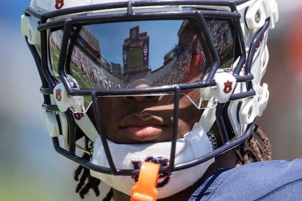 Auburn Tigers wide receiver Cam Coleman looks on during Auburn Tigers A-Day football practice.