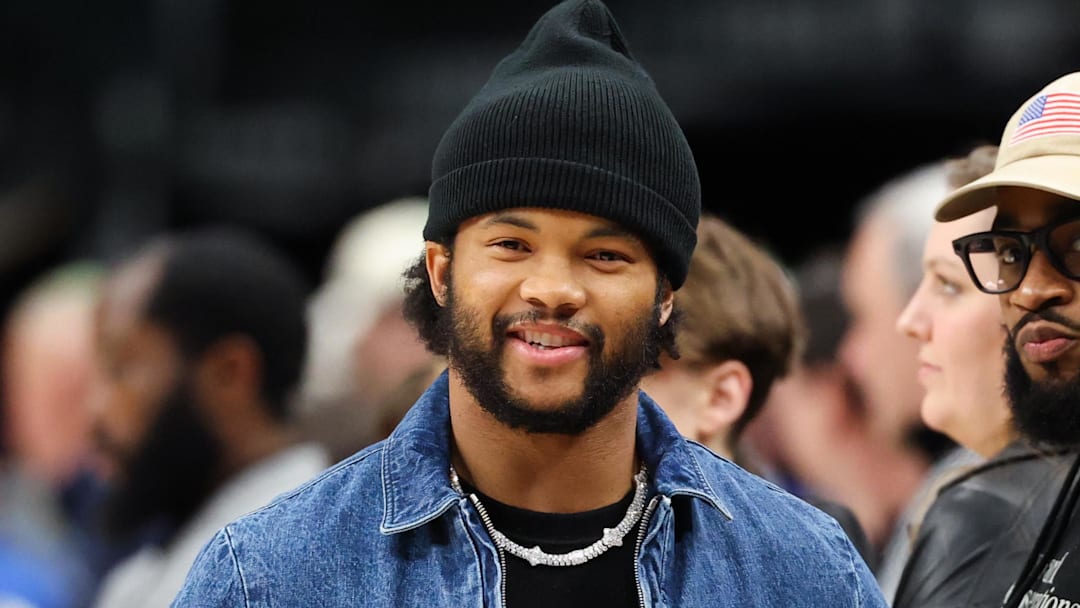 Jan 28, 2026; Dallas, Texas, USA;  Arizona Cardinals quarterback Kyler Murray attends the game between the Dallas Mavericks and Minnesota Timberwolves at American Airlines Center. Mandatory Credit: Kevin Jairaj-Imagn Images